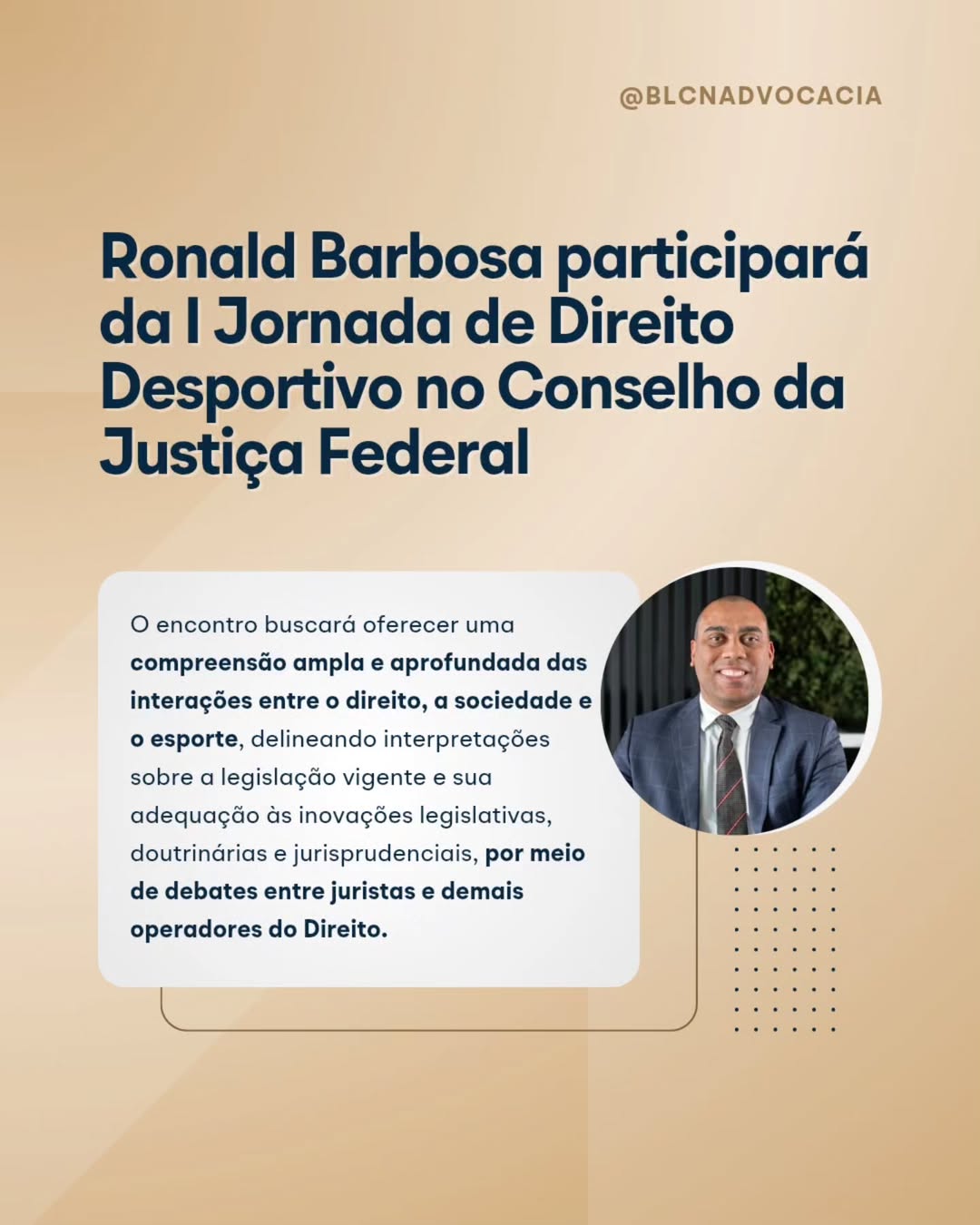Ronald Barbosa participará da l Jornada de Direito Desportivo no Conselho da Justiça Federal